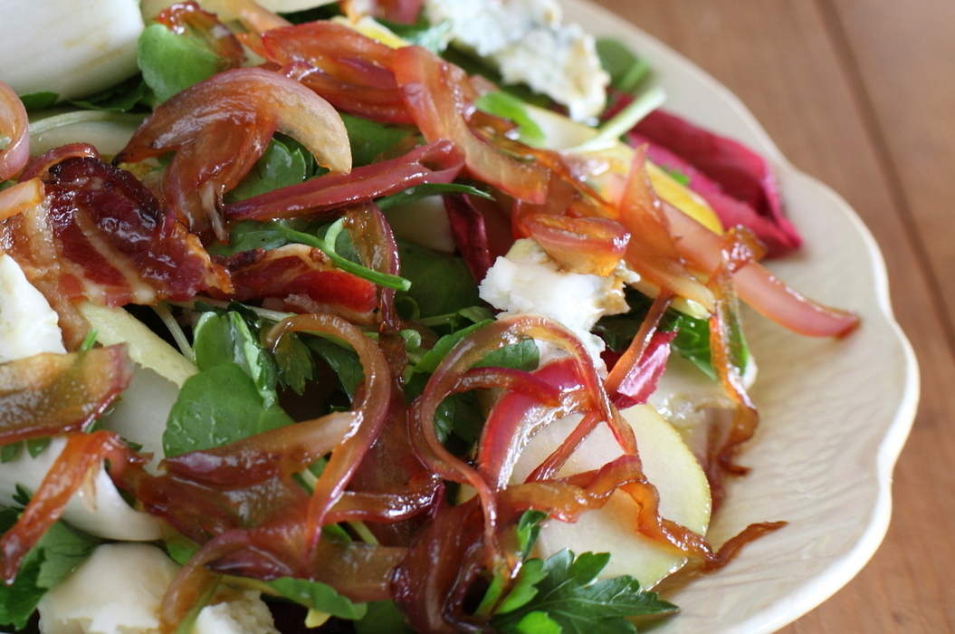 Raw Pear and Pancetta Salad Maggie Beer