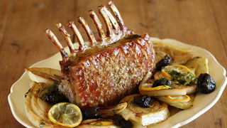 Roasted Rack of Pork with Fennel and Prunes
